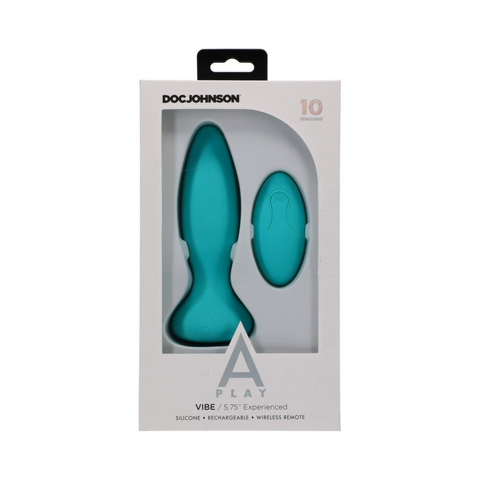 A Play Rechargeable Silicone Experienced Anal Plug w/Remote - Teal