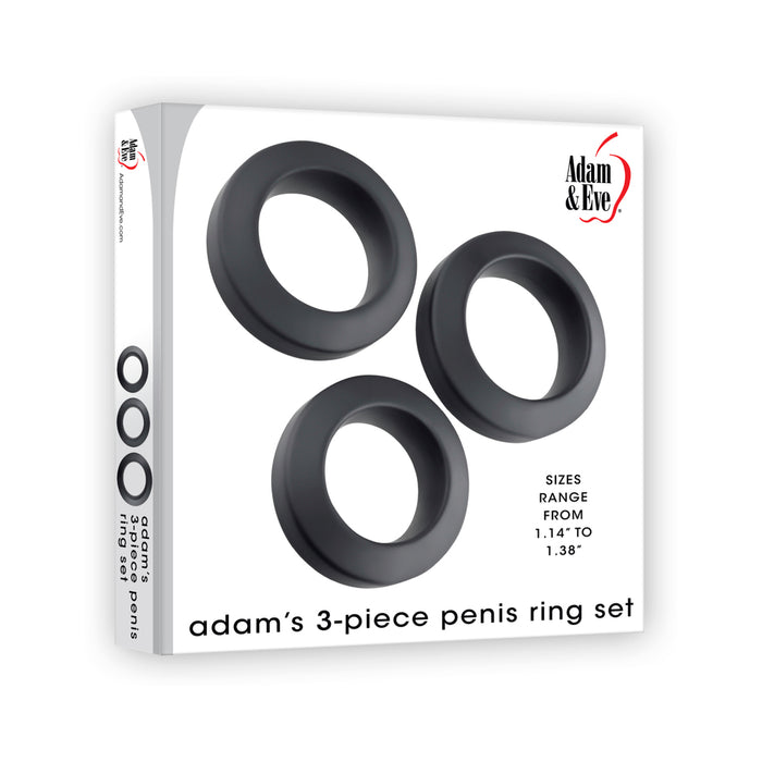 Adam & Eve Adam's 3 pc Penis Ring Set - Black