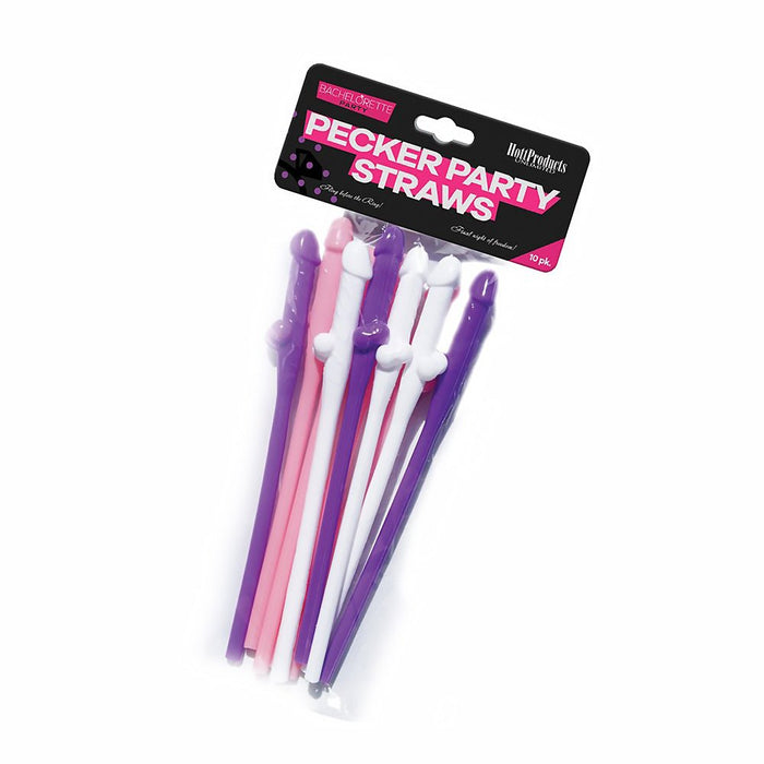 Bachelorette Party Pecker Sipping Straws - Assorted Colors Pack of 10 - SexToy.com