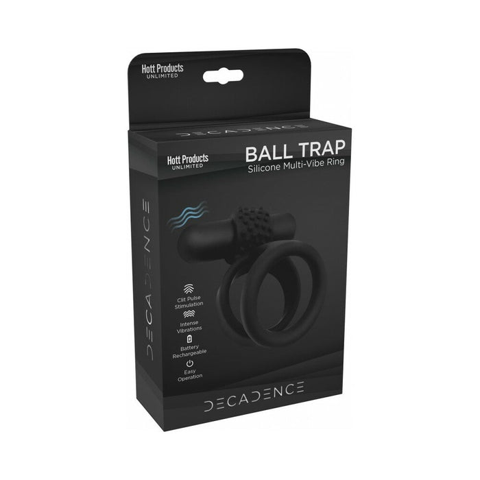 Decadence Ball Trap Dual Strap Cock&Ball Ring With Power Bullet - SexToy.com