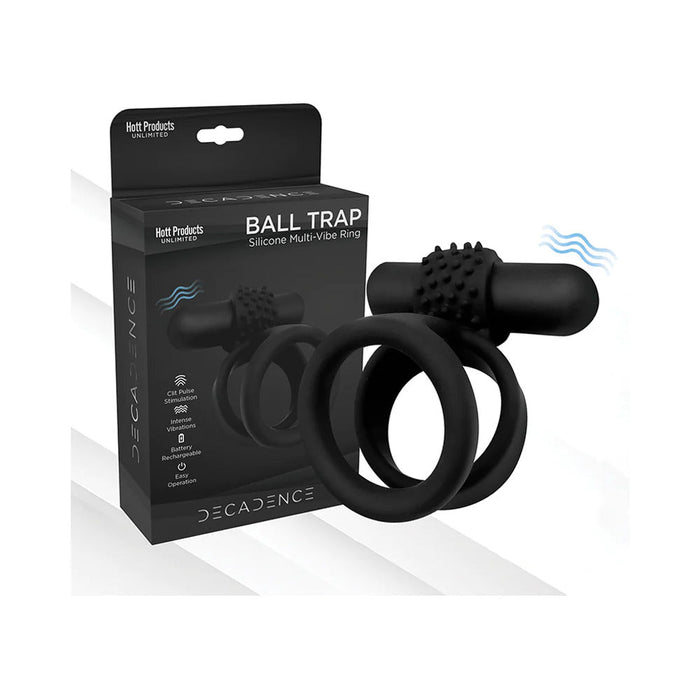 Decadence Ball Trap Dual Strap Cock&Ball Ring With Power Bullet - SexToy.com