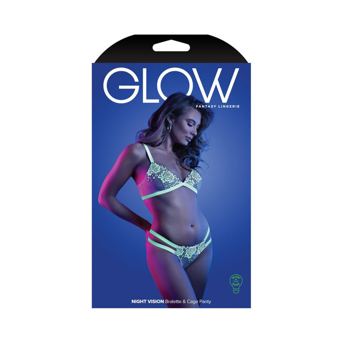 Fantasy Lingerie Glow Night Vision Glow-in-the-dark Lace Bralette & Panty White L/xl - SexToy.com