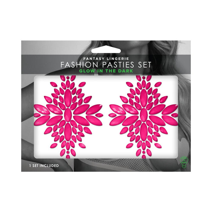 Fashion Pasties Set Neon Pink Crystal Pasties - SexToy.com