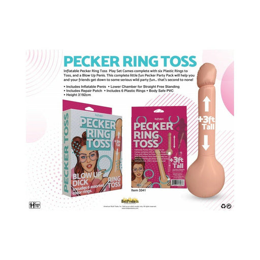 Inflatable Pecker Ring Toss - 3'. 6 Assorted Color Rings Included. - SexToy.com