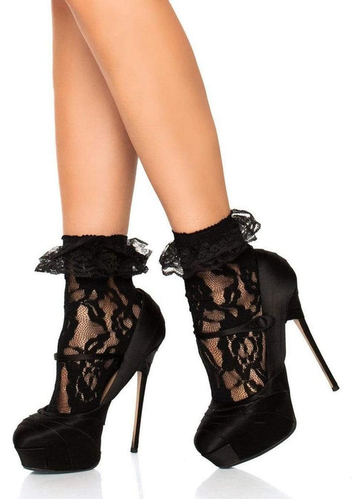 Lace Anklet With Ruffles Os Blk - SexToy.com