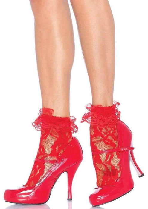 Lace Anklet With Ruffles Os Red - SexToy.com