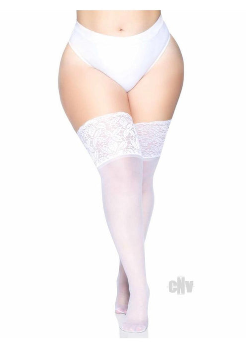 Lycra Stay Thigh High Lace Top Ps White - SexToy.com