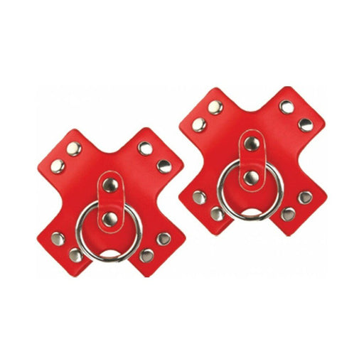 Nipplicious Seducer Leather Pasties With Ring Red - SexToy.com