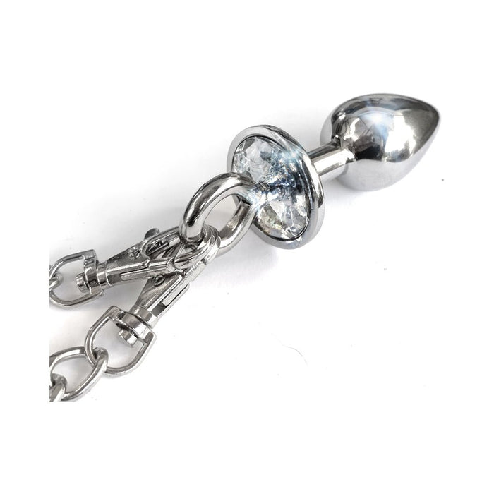 Nixie Metal Butt Plug & Handcuffs Set Silver - SexToy.com