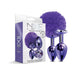 Nixie Metal Butt Plug Set Pom Pom And Jewel-inlaid Metallic Purple - SexToy.com