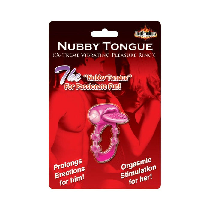 Nubbie Tongue Magenta Pink Vibrating Cock Ring - SexToy.com