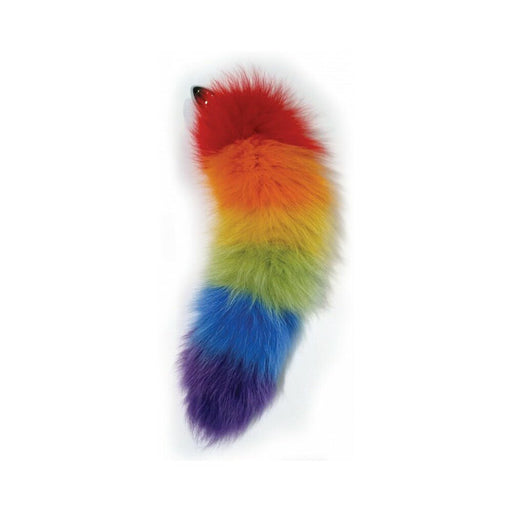 Rainbow Foxy Tail Fur Tail With Stainless Steel Butt Plug - SexToy.com