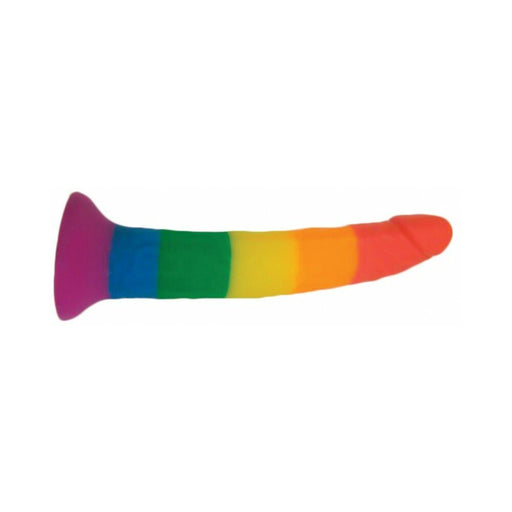 Rainbow Power Drive 7 Inch Strap On Dildo With Harness Silicone - SexToy.com