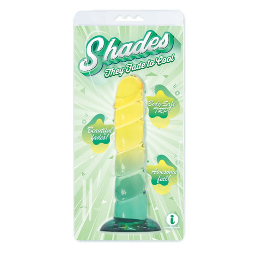 Shades 7.5&quot; Swirl Tpr Yellow And Mint - SexToy.com
