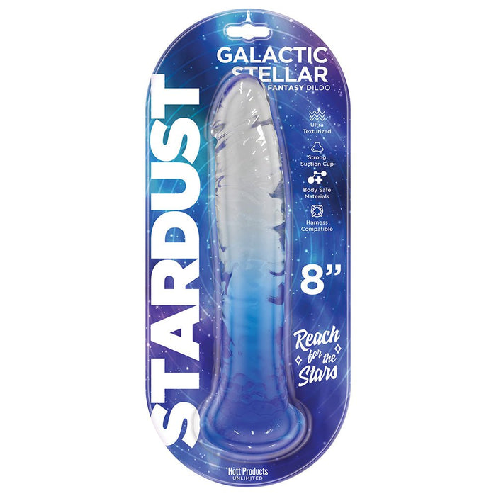Stardust Galactic Stellar Textured 8 In. Jelly Fantasy Dildo Crystal Blue - SexToy.com