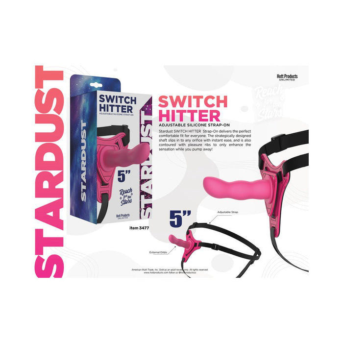 Stardust Switch Hitter Silicone Strap-on Dildo With Harness 5 In. Pink - SexToy.com
