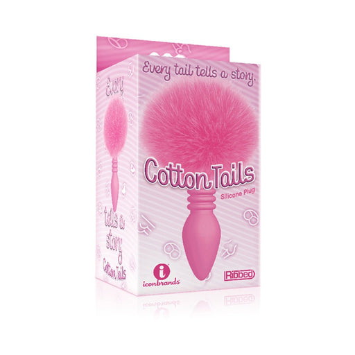 The 9's Cottontails Silicone Bunny Tail Butt Plug Ribbed Pink - SexToy.com