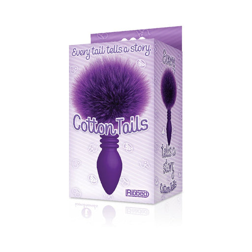 The 9's Cottontails Silicone Bunny Tail Butt Plug Ribbed Purple - SexToy.com
