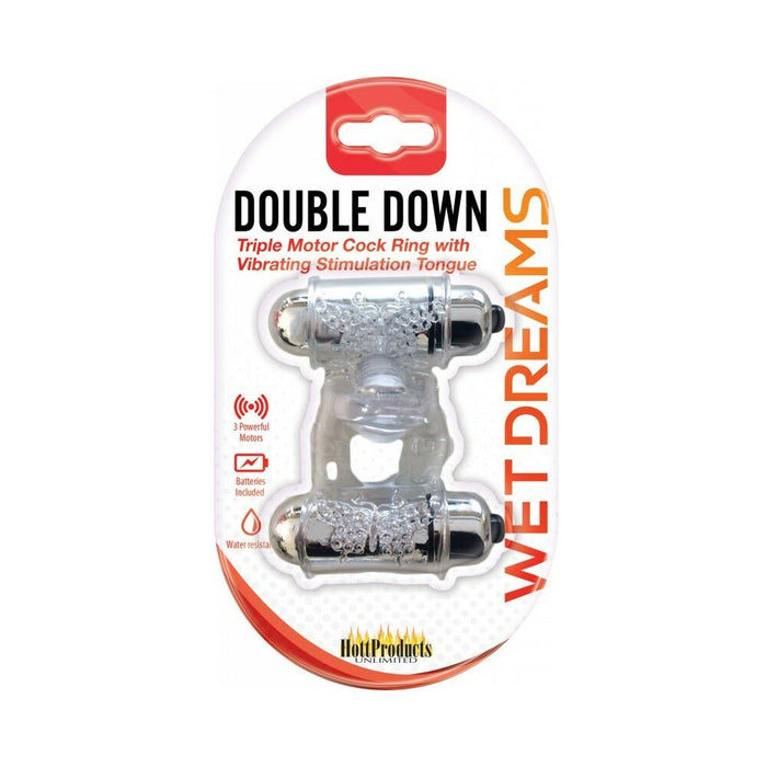 Wet Dreams Double Down Dual Motor Cock Ring With Power Bullet And Stimulator Tongue With Motor - SexToy.com