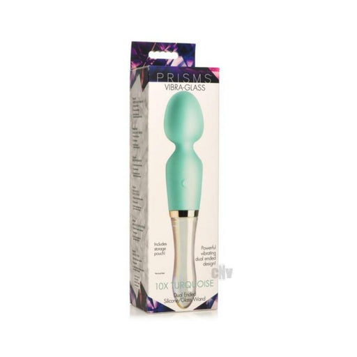 10x Turquoise Dual Ended Silicone And Glass Wand - SexToy.com