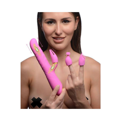 10x Versa-thrust Vibrating And Thrusting Silicone Rabbit With 3 Attachments - SexToy.com