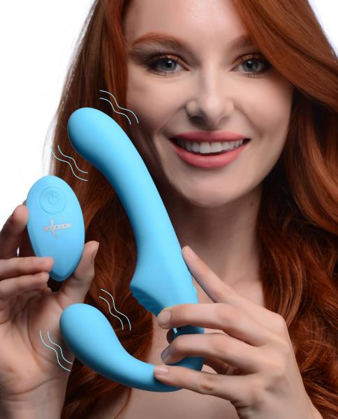10x Vibrating Silicone Strapless Strap-on - Blue | SexToy.com