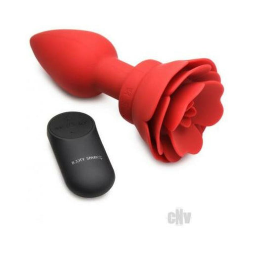 28x Silicone Vibrating Rose Anal Plug With Remote - Large - SexToy.com
