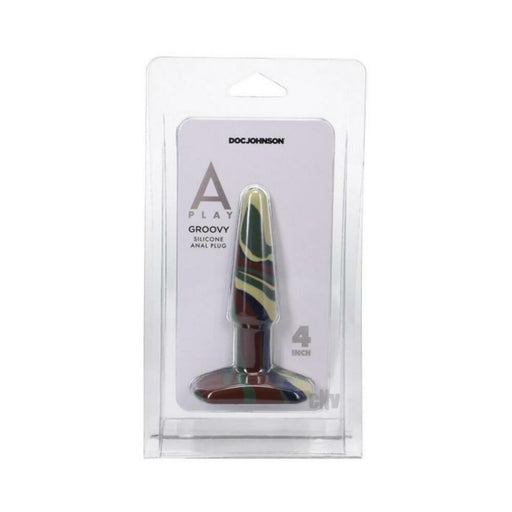 A-play Groovy 4 In. Silicone Anal Plug Camouflage | SexToy.com