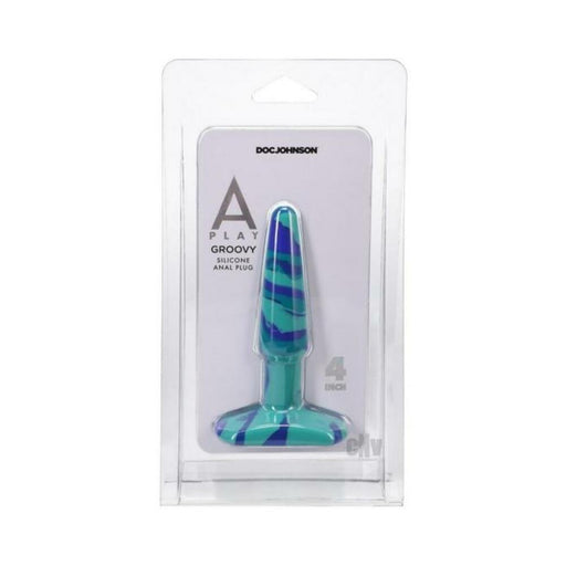 A-play Groovy 4 In. Silicone Anal Plug Ocean | SexToy.com