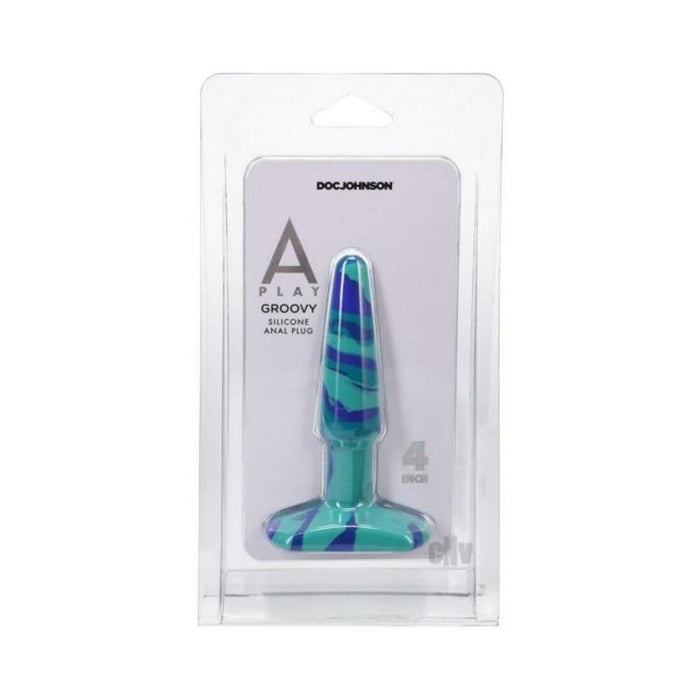 A-play Groovy 4 In. Silicone Anal Plug Ocean | SexToy.com