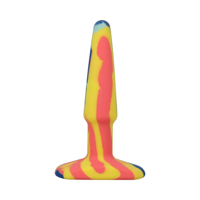 A-play Groovy Silicone Anal Plug 4 In. Multi-colored, Yellow - SexToy.com