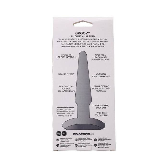 A-play Groovy Silicone Anal Plug 5 In. Multi-colored, Pink | SexToy.com