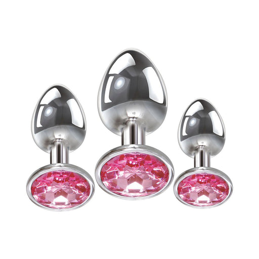 Adam & Eve - Pink Gem Glass Plug Set 3 Pink - SexToy.com