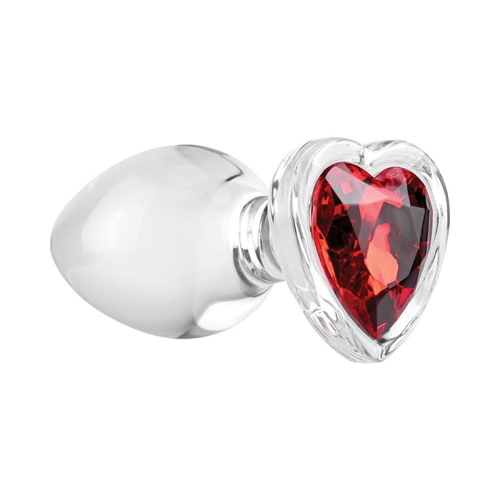 Adam & Eve - Red Heart Gem Glass Plug Large Red - SexToy.com