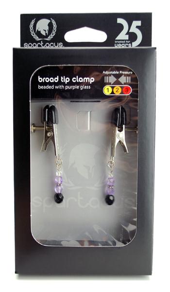 Adjustable Broad Tip Nipple Clamps W/Purple Beads | SexToy.com