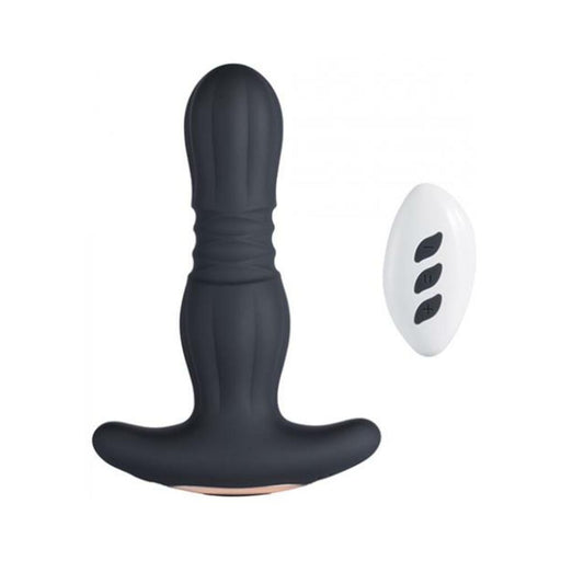 Agas Thrusting Butt Plug W/ Remote Control - Black - SexToy.com