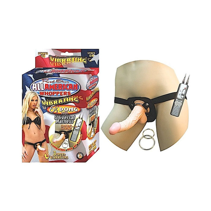 All American Whoppers 6.5in Vibrating Dong Universal Harness | SexToy.com