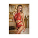 Allure Lace Halter Top & Backless Panty Red O/s - SexToy.com