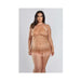 Amber Halter Lace Babydoll W/tiered Pleated Mesh Skirt Hem & G-string Brown 1x - SexToy.com