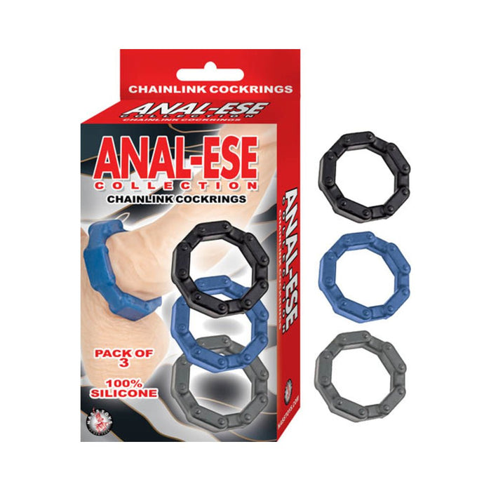 Anal-ese Collection Chainlink Cockrings Black,blue,grey | SexToy.com