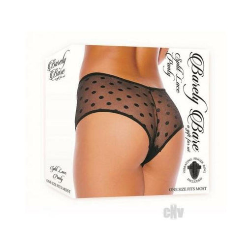 Barely Bare Split Lace Panty With Vibrating Finger Ring Black O/s | SexToy.com