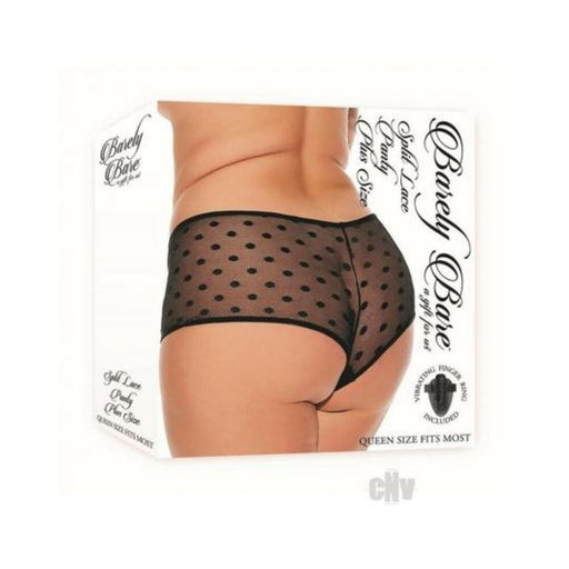 Barely Bare Split Lace Panty With Vibrating Finger Ring Black Queen Size | SexToy.com