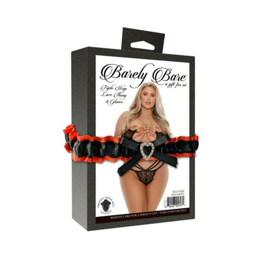 Barely Bare Triple-Strap Lace Thong & Glove | SexToy.com