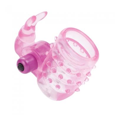 Basic Essentials Stretchy Bunny Enhancer Vibrating Pink | SexToy.com