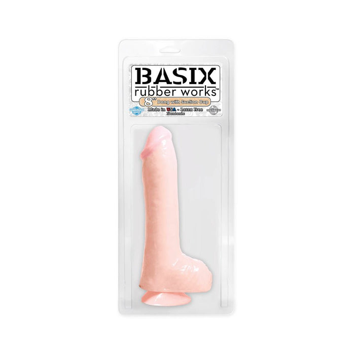 Basix Rubber 8 inches Dong With Suction Cup Beige | SexToy.com
