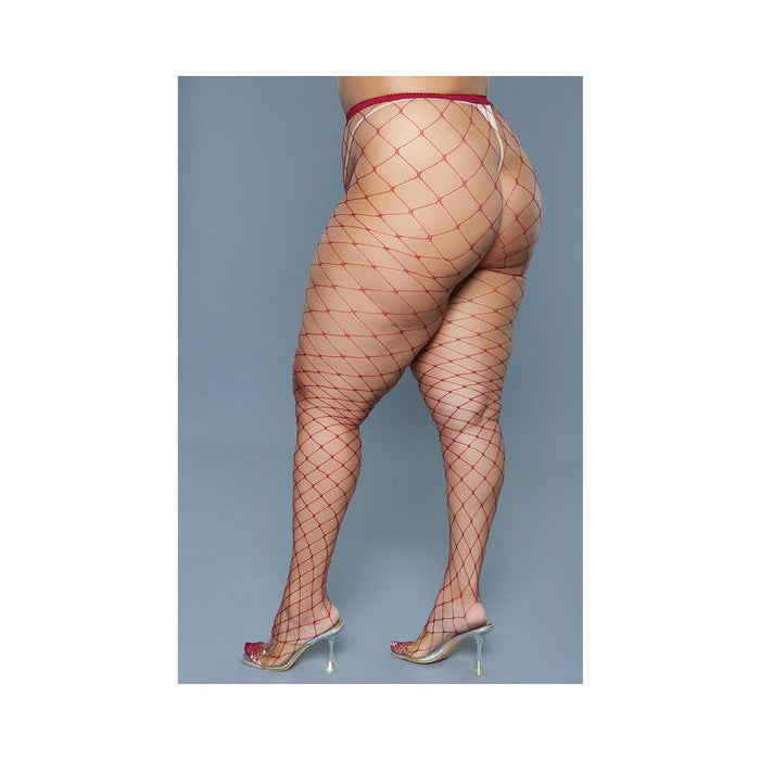 Bewicked Oversized Fishnet Pantyhose Burgundy Queen Size - SexToy.com