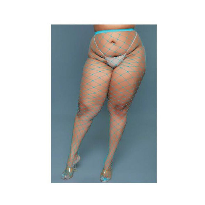 Bewicked Oversized Fishnet Pantyhose Turquoise Queen Size - SexToy.com