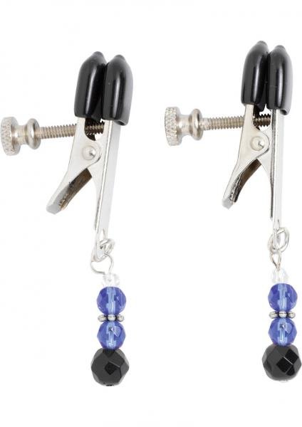 Blue Beaded Clamps With Broad Tip Nipple Clamps Blue | SexToy.com