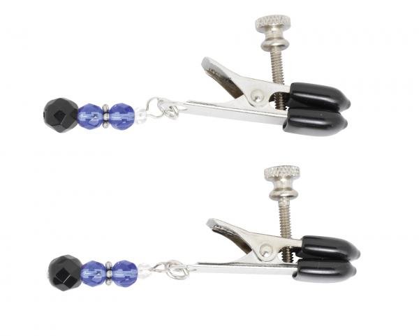 Blue Beaded Clamps With Broad Tip Nipple Clamps Blue | SexToy.com
