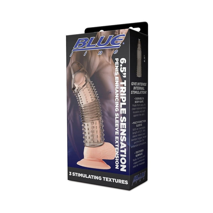 Blue Line 6.5 In. Triple Sensation Penis Enhancing Sleeve Extension - SexToy.com